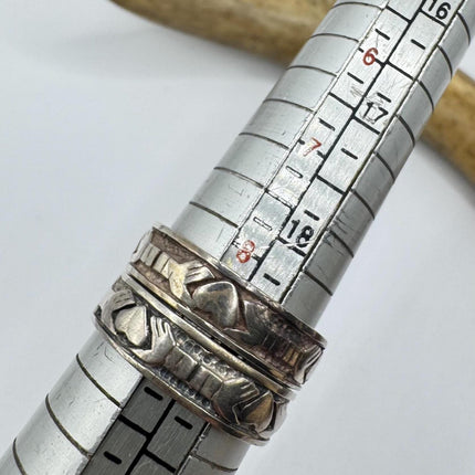 Vintage Silver Boho Cocktail Ring 925 Sterling Antique Wedding Engagement Irish Claddah Band | Celtic Knot Elijah collection
