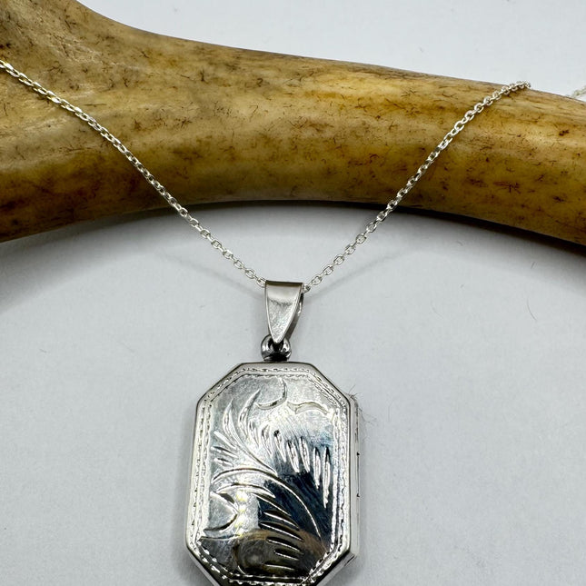 Vintage Silver Photo Locket | Pendant Memory Charm | 925 Sterling Silver Chain Necklace | Choose Your Length
