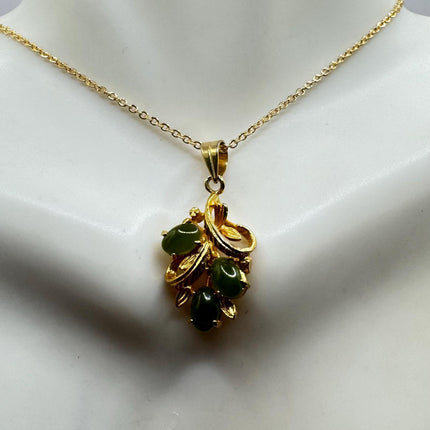 Vintage Tiny Jade Gold Filled Necklace - Lucky Every day Green Jade