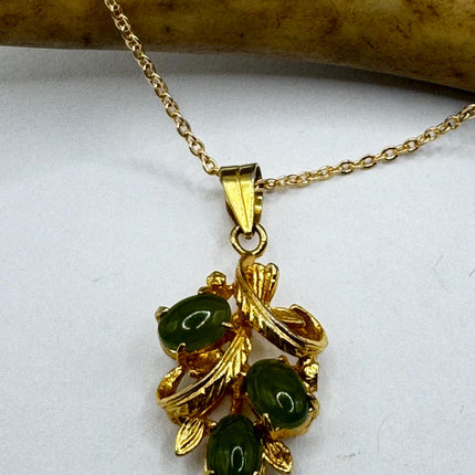 Vintage Tiny Jade Gold Filled Necklace - Lucky Every day Green Jade