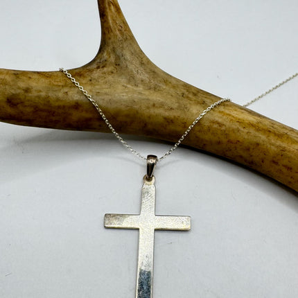 Vintage Silver Cross Pendant | Small Religious Charm Pendant 925 Sterling Silver Chain Prayer Necklace