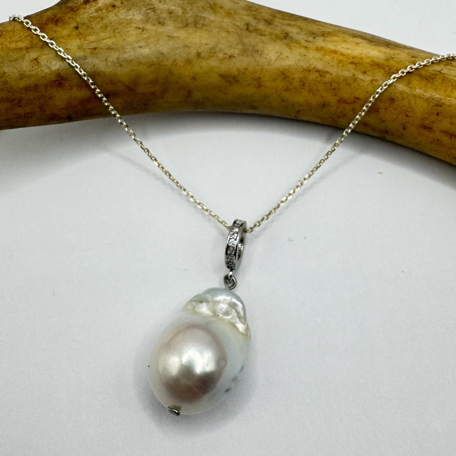 Vintage Biwa Pearl Necklace - Everyday Simple Minimalist Wedding Jewelry - 925 Sterling Silver