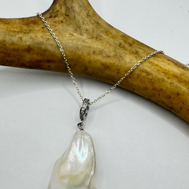 Vintage Biwa Pearl Necklace - Everyday Simple Minimalist Wedding Jewelry - 925 Sterling Silver