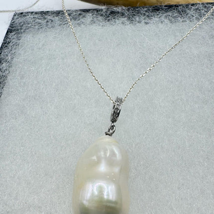 Vintage Biwa Pearl Necklace - Everyday Simple Minimalist Wedding Jewelry - 925 Sterling Silver