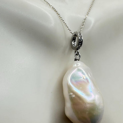 Vintage Biwa Pearl Necklace - Everyday Simple Minimalist Wedding Jewelry - 925 Sterling Silver