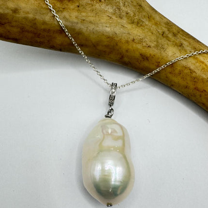 Vintage Biwa Pearl Necklace - Everyday Simple Minimalist Wedding Jewelry - 925 Sterling Silver