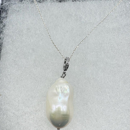 Vintage Biwa Pearl Necklace - Everyday Simple Minimalist Wedding Jewelry - 925 Sterling Silver