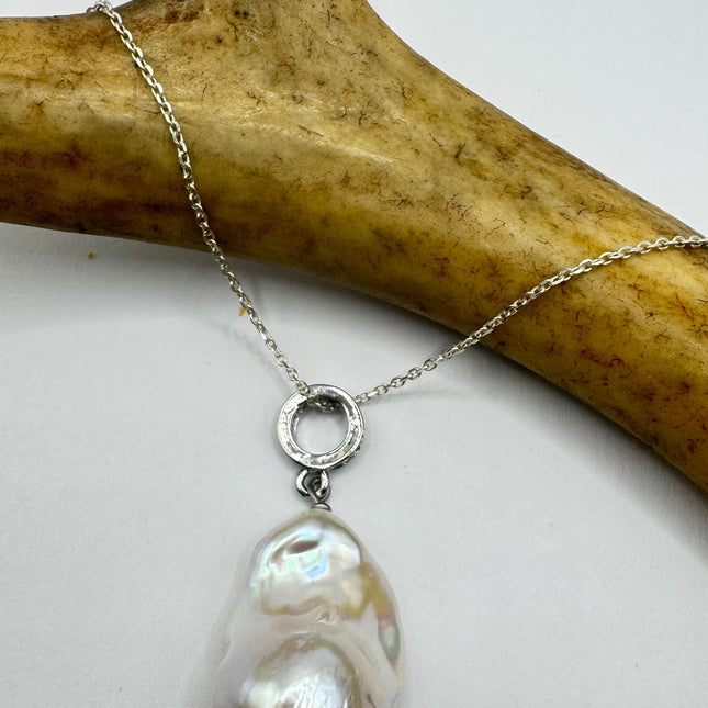 Vintage Biwa Pearl Necklace - Everyday Simple Minimalist Wedding Jewelry - 925 Sterling Silver