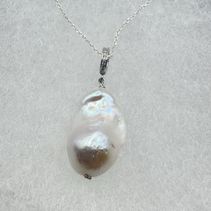 Vintage Biwa Pearl Necklace - Everyday Simple Minimalist Wedding Jewelry - 925 Sterling Silver