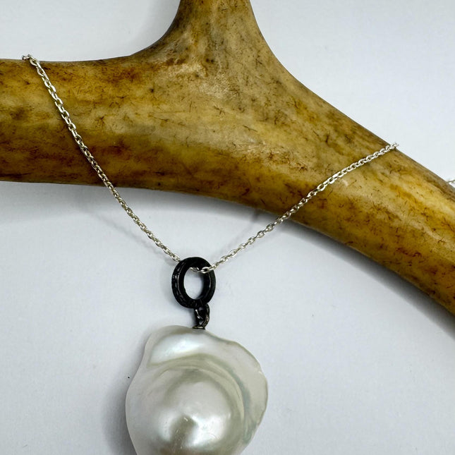 Vintage Biwa Pearl Necklace - Everyday Simple Minimalist Wedding Jewelry - 925 Sterling Silver