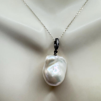 Vintage Biwa Pearl Necklace - Everyday Simple Minimalist Wedding Jewelry - 925 Sterling Silver
