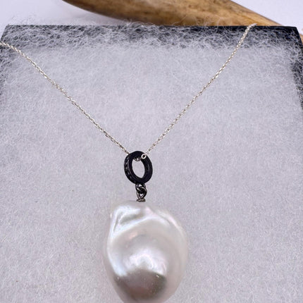 Vintage Biwa Pearl Necklace - Everyday Simple Minimalist Wedding Jewelry - 925 Sterling Silver