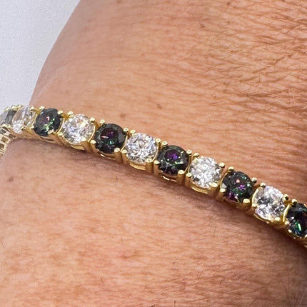 Vintage Silver Tennis Bracelet | Mystic Blue Topaz Crystal Diamond Cubic Zirconia Gold 925 Sterling Silver