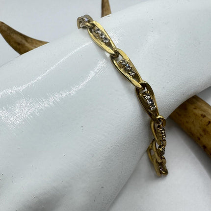 Vintage Gold Austrian Crystal Tennis Bracelet 10k Gold Filled Minimal Simple Stacking Layered Everyday Bracelet