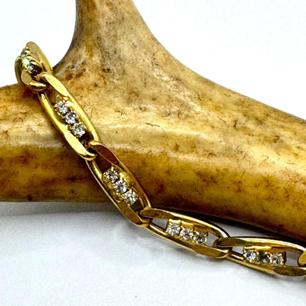 Vintage Gold Austrian Crystal Tennis Bracelet 10k Gold Filled Minimal Simple Stacking Layered Everyday Bracelet