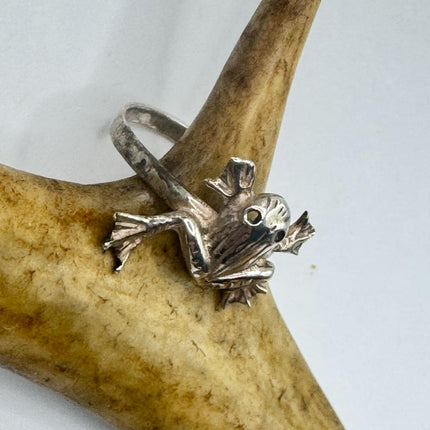 Vintage Silver Ring | Boho Frog Statement Ring 925 Sterling Silver Band Elijah collection
