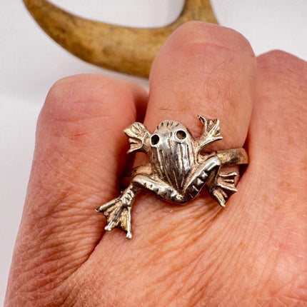 Vintage Silver Ring | Boho Frog Statement Ring 925 Sterling Silver Band Elijah collection