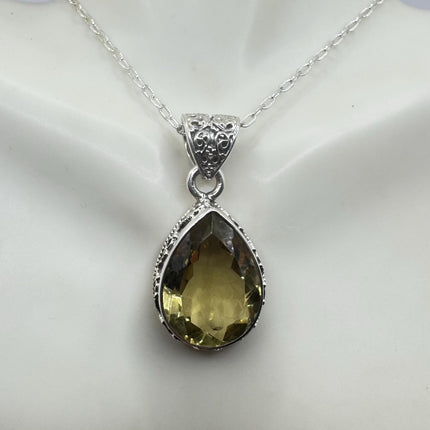 Vintage Citrine Necklace 925 Sterling Silver Chain | Statement Choker Stacking Layered