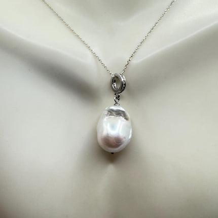 Vintage Biwa Pearl Necklace - Everyday Simple Minimalist Wedding Jewelry - 925 Sterling Silver