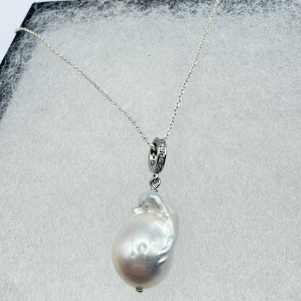 Vintage Biwa Pearl Necklace - Everyday Simple Minimalist Wedding Jewelry - 925 Sterling Silver