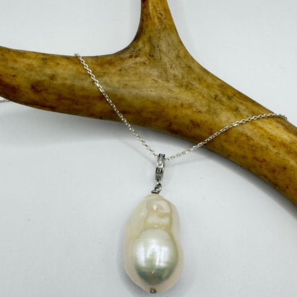 Vintage Biwa Pearl Necklace - Everyday Simple Minimalist Wedding Jewelry - 925 Sterling Silver