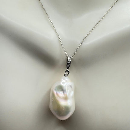 Vintage Biwa Pearl Necklace - Everyday Simple Minimalist Wedding Jewelry - 925 Sterling Silver