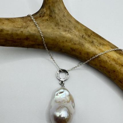 Vintage Biwa Pearl Necklace - Everyday Simple Minimalist Wedding Jewelry - 925 Sterling Silver