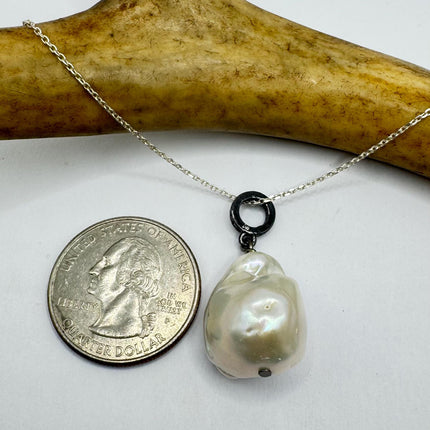 Vintage Biwa Pearl Necklace - Everyday Simple Minimalist Wedding Jewelry - 925 Sterling Silver