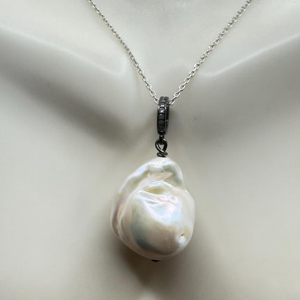 Vintage Biwa Pearl Necklace - Everyday Simple Minimalist Wedding Jewelry - 925 Sterling Silver
