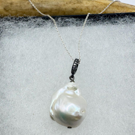 Vintage Biwa Pearl Necklace - Everyday Simple Minimalist Wedding Jewelry - 925 Sterling Silver