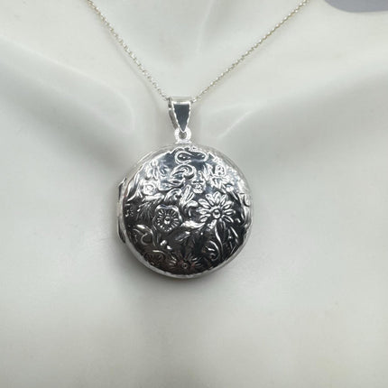 Vintage Photo Locket | 925 Sterling Silver Pendant Photo Memory Charm Necklace | Can Hold Photo or Pet Ashes