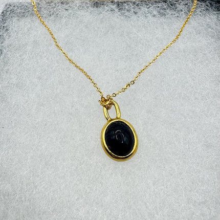 Vintage Black Onyx Scarab Necklace - 12k Gold Filled Minimalist Stacking Chain
