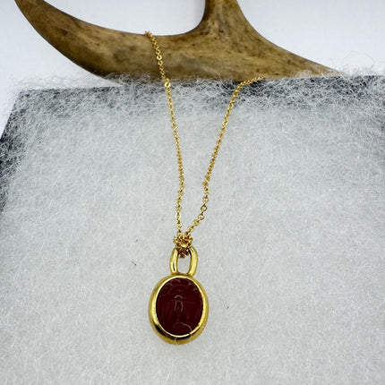 Vintage Black Onyx Scarab Necklace - 12k Gold Filled Minimalist Stacking Chain