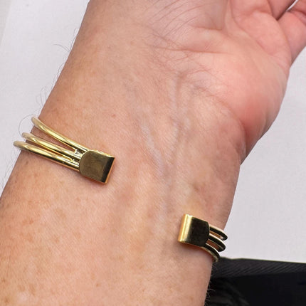 Vintage Modern Gold Bracelet 9k Gold Filled | Unique Gift Statement Bangle Bracelet