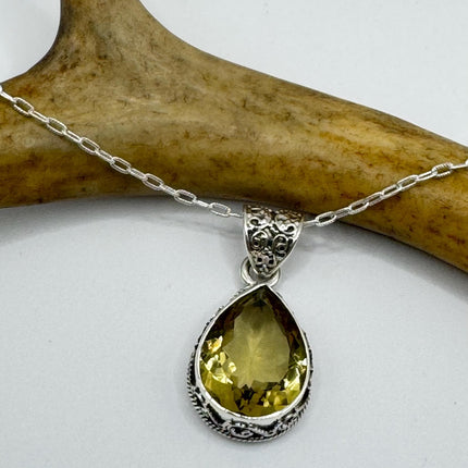 Vintage Citrine Necklace 925 Sterling Silver Chain | Statement Choker Stacking Layered