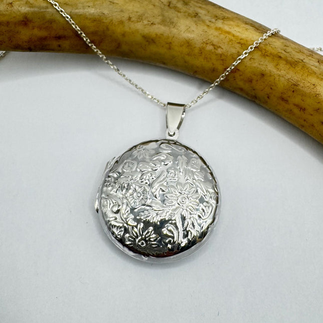 Vintage Photo Locket | 925 Sterling Silver Pendant Photo Memory Charm Necklace | Can Hold Photo or Pet Ashes