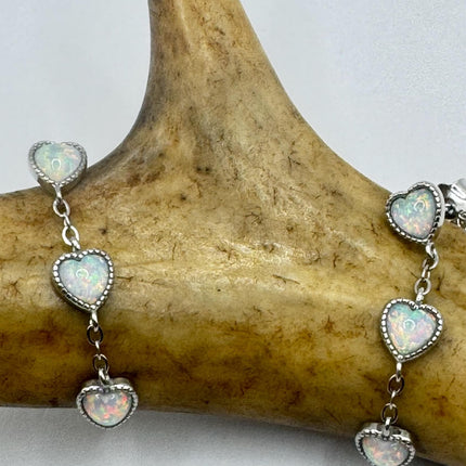 Vintage Opal Earrings | Tiny White Fire Opal Gemstone Heart | Golden 925 Sterling Silver Stud Button Earrings | Minimalist Everyday Jewelry
