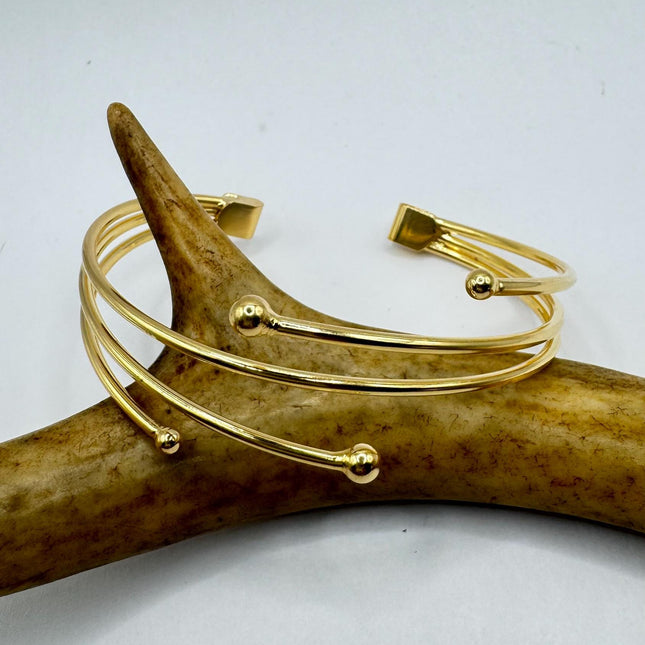 Vintage Modern Gold Bracelet 9k Gold Filled | Unique Gift Statement Bangle Bracelet