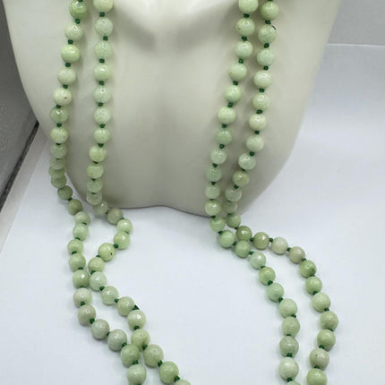 Vintage Green Chalcedony Jumprope Necklace |Gemstone Dainty long Beaded Necklace | Minimalist Style Crystal 56 inch
