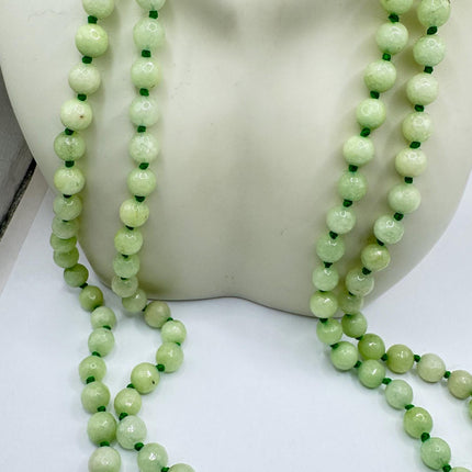 Vintage Green Chalcedony Jumprope Necklace |Gemstone Dainty long Beaded Necklace | Minimalist Style Crystal 56 inch