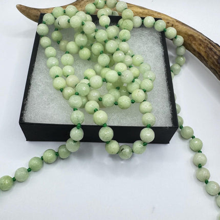 Vintage Green Chalcedony Jumprope Necklace |Gemstone Dainty long Beaded Necklace | Minimalist Style Crystal 56 inch
