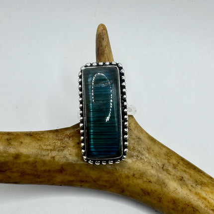 Vintage Chunky Rainbow Labradorite Cocktail Ring - Statement Band