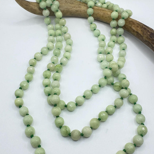 Vintage Green Chalcedony Jumprope Necklace |Gemstone Dainty long Beaded Necklace | Minimalist Style Crystal 56 inch