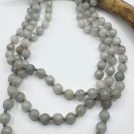 Vintage Gray Chalcedony Jumprope Necklace |Gemstone Dainty long Beaded Necklace | Minimalist Style Crystal 56 inch