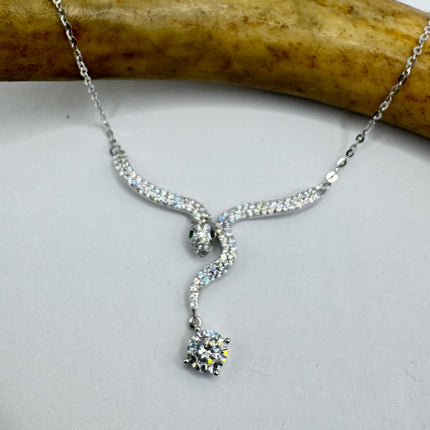 Vintage Tiny Silver Snake Pendant on Delicate 925 Sterling Silver Necklace