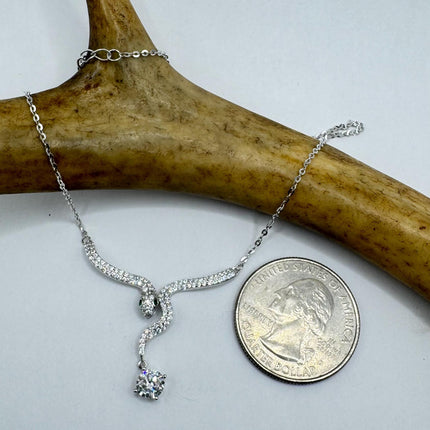 Vintage Tiny Silver Snake Pendant on Delicate 925 Sterling Silver Necklace