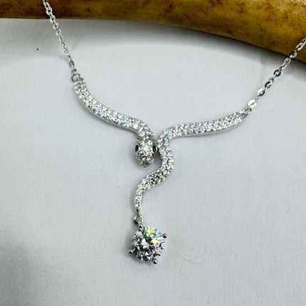 Vintage Tiny Silver Snake Pendant on Delicate 925 Sterling Silver Necklace
