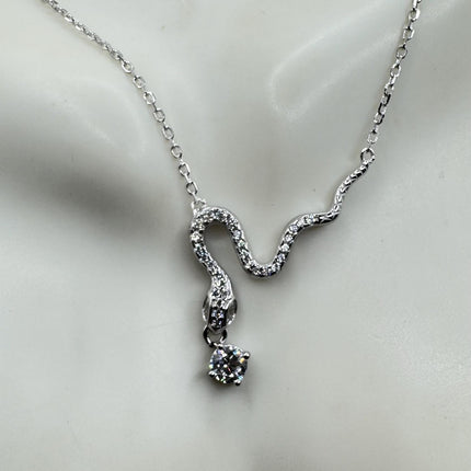 Vintage Tiny Silver Snake Pendant on Delicate 925 Sterling Silver Necklace