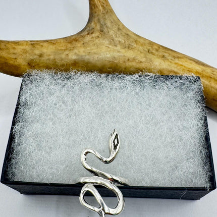Vintage Tiny Silver Snake Ring | Serpent Wedding Cocktail Ring | 925 Sterling Silver - Unique Treasure