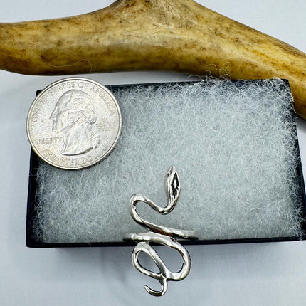 Vintage Tiny Silver Snake Ring | Serpent Wedding Cocktail Ring | 925 Sterling Silver - Unique Treasure